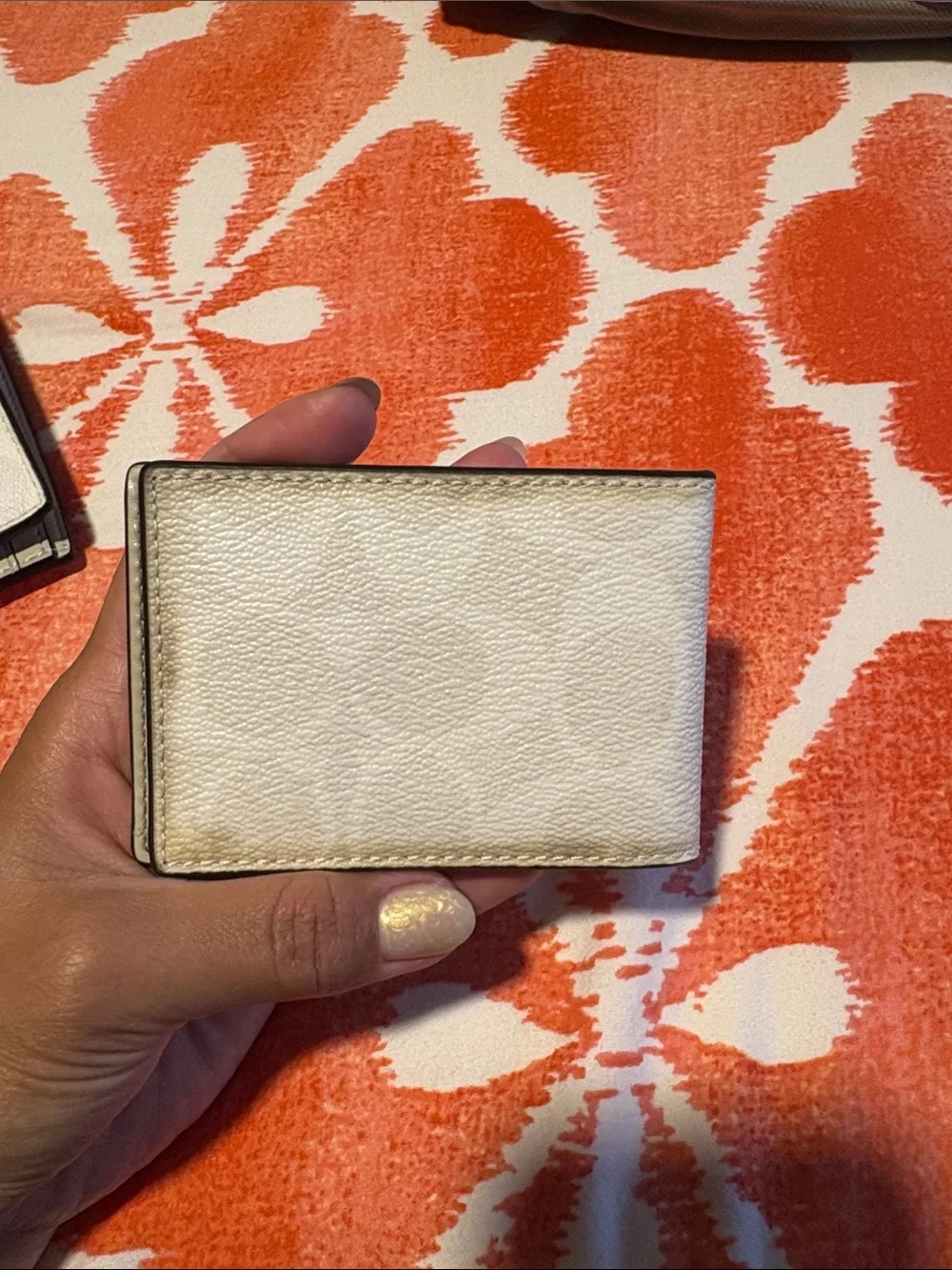 Coach Men’s White Leather Bifold Wallet with Raised Logo
